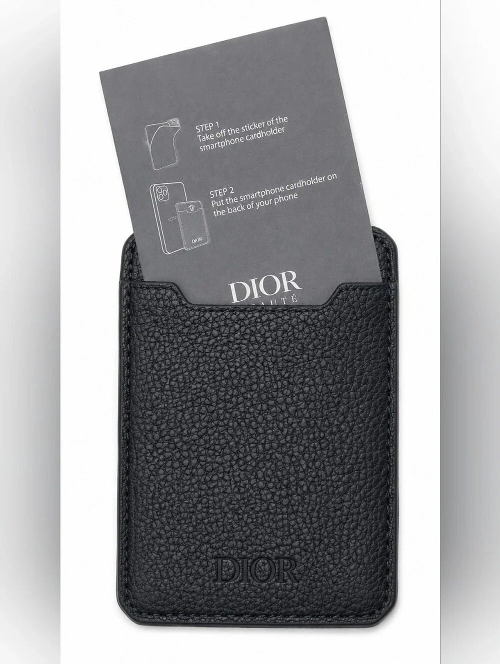 NEW Dior Black Leather Smartphone Card Holder Phone Wallet Box Tissue Set